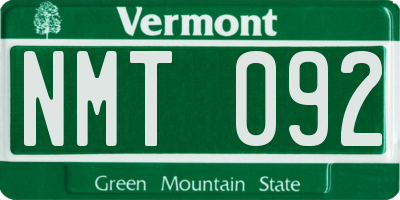 VT license plate NMT092
