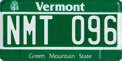 VT license plate NMT096