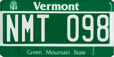 VT license plate NMT098