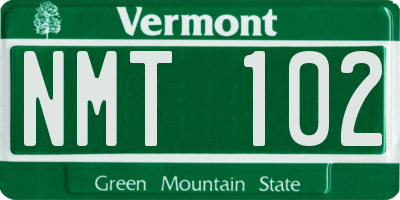 VT license plate NMT102
