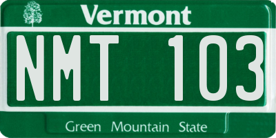 VT license plate NMT103