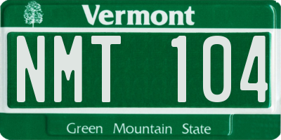 VT license plate NMT104