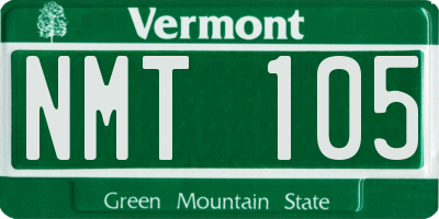 VT license plate NMT105