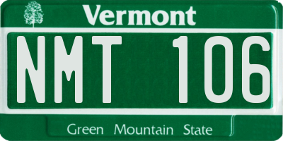VT license plate NMT106
