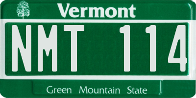 VT license plate NMT114