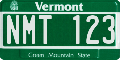 VT license plate NMT123