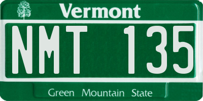 VT license plate NMT135