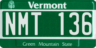 VT license plate NMT136