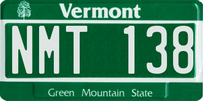 VT license plate NMT138
