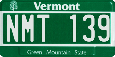 VT license plate NMT139