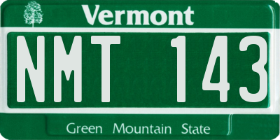 VT license plate NMT143