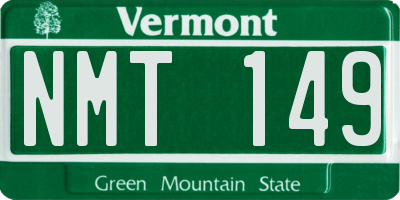 VT license plate NMT149
