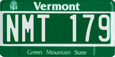 VT license plate NMT179