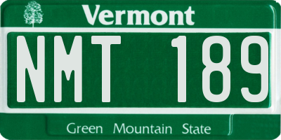 VT license plate NMT189