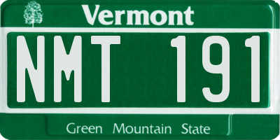 VT license plate NMT191