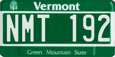 VT license plate NMT192