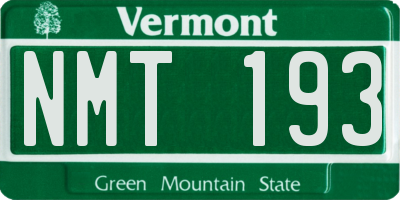 VT license plate NMT193