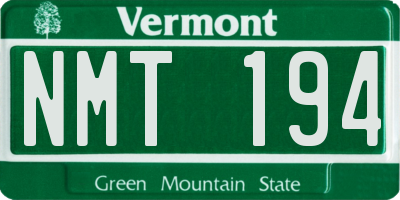 VT license plate NMT194