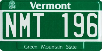 VT license plate NMT196