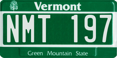 VT license plate NMT197