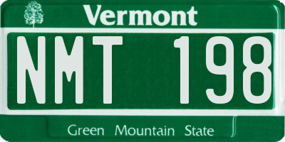 VT license plate NMT198