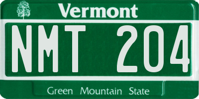 VT license plate NMT204