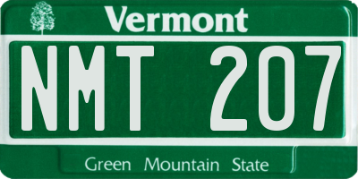 VT license plate NMT207