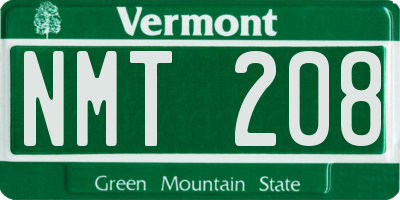 VT license plate NMT208