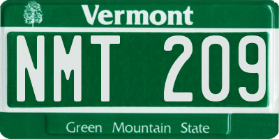 VT license plate NMT209