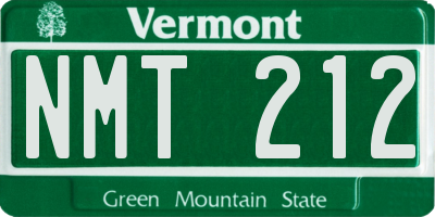 VT license plate NMT212