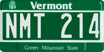 VT license plate NMT214