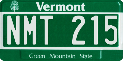 VT license plate NMT215