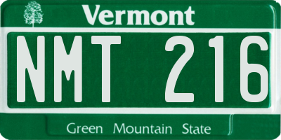 VT license plate NMT216
