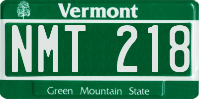 VT license plate NMT218