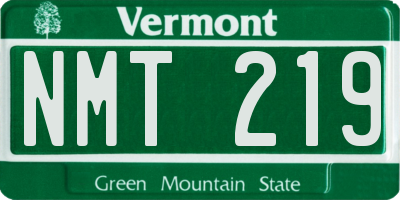 VT license plate NMT219