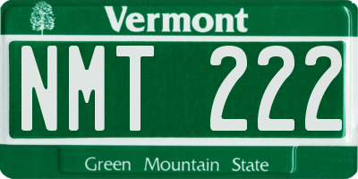 VT license plate NMT222