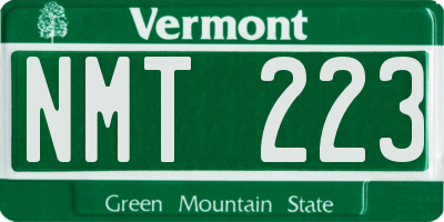 VT license plate NMT223