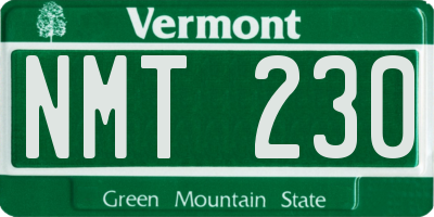 VT license plate NMT230