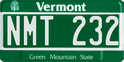 VT license plate NMT232