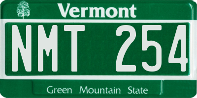 VT license plate NMT254