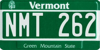 VT license plate NMT262