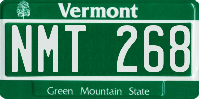 VT license plate NMT268