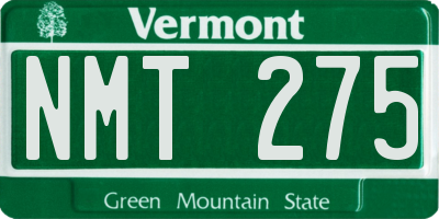 VT license plate NMT275