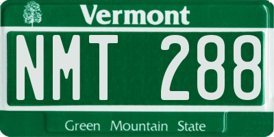 VT license plate NMT288