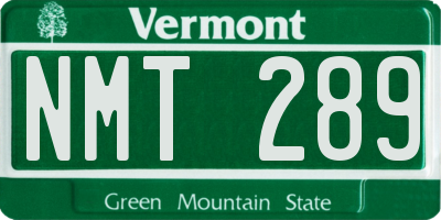 VT license plate NMT289