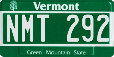VT license plate NMT292