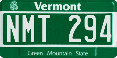 VT license plate NMT294