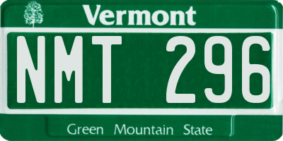 VT license plate NMT296