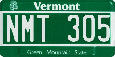 VT license plate NMT305