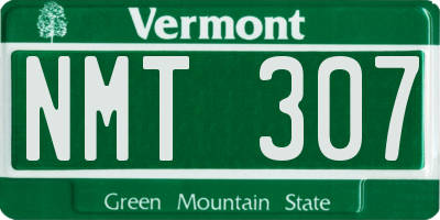 VT license plate NMT307